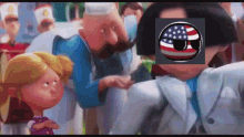 a cartoon of a man with an american flag on his head