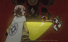 a cartoon drawing of a person with the words " and what can we believe when it is archery "