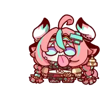 a cartoon drawing of a girl with horns and a huge mouth