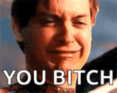 a man is crying and says `` you bitch '' .