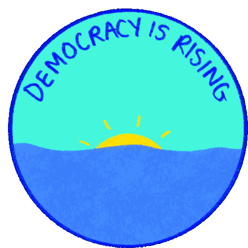 Democracy Is Rising Sunrise Sticker - Democracy Is Rising Sunrise Sun Rising Stickers