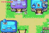 a video game with buildings and hearts and the word roll on the bottom