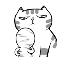 a black and white drawing of a cat and a man