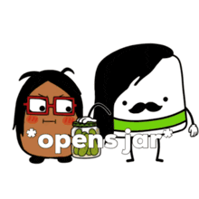 a couple of cartoon characters standing next to each other and the words opens jar