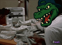 a cartoon of a man with a crocodile head and a 3look logo