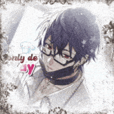 a picture of a boy wearing glasses and a mask with the words only de may written on it