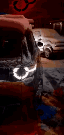 a car is covered in a thick layer of soap