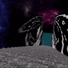 a computer generated image of a person standing on a staircase