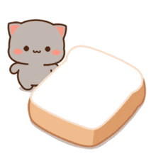a cartoon cat sitting on top of a piece of bread