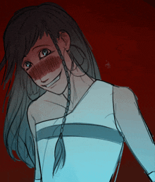 a drawing of a girl with long hair and a braided ponytail