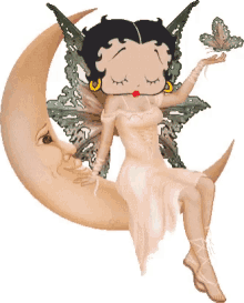 Betty Boop Sitting On Moon GIF - Betty Boop Sitting On Moon GIFs