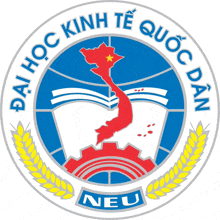 a blue and white logo with a map of vietnam