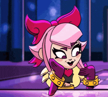 a cartoon drawing of a girl with a bow on her head