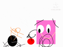 a drawing of a pink square a black circle and a red circle with the words kinemaster on the bottom