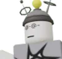 a pixel art of a robot with a hat on