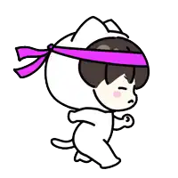 a cartoon character with a purple headband on his head