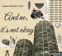 a picture of a building with the words " and no it 's not okay " on it