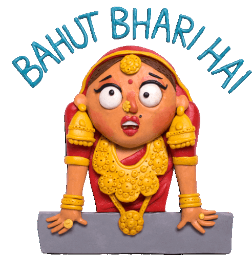 Bride Wears Gold Says "It'S So Heavy", In Hindi. Sticker - Indian Wedding Bahut Bhari Hai Stunned Stickers