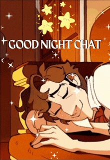 a cartoon of a man sleeping with the words good night chat
