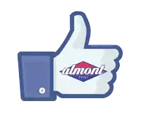 a facebook thumbs up that says almont print