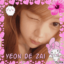 a picture of a girl with the name yeon de zai written on it