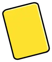 a cartoon drawing of a yellow card with a black outline
