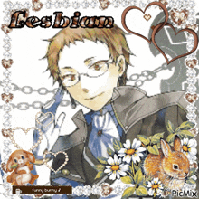 a picture of a man with glasses and the words lesbians on the top