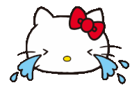 a drawing of hello kitty crying with tears running down her face