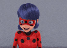 ladybug from miraculous ladybug is holding a piece of bread in her hand