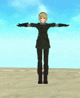 a video game character with his arms outstretched and a green hat