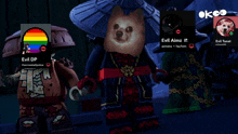 a screenshot of a video game with evil aimz evil dp and evil tanat