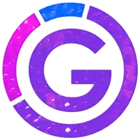 the letter g is in a purple and blue circle