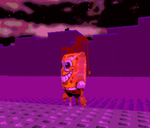 a cartoon of spongebob standing in front of a building