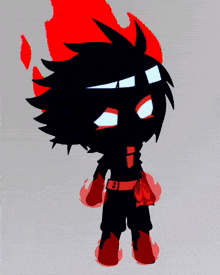 a silhouette of a person with a red flame coming out of their head