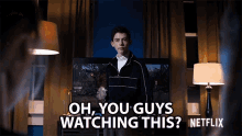 Oh You Guys Watching This Watching Tv GIF - Oh You Guys Watching This Watching Tv Asking GIFs