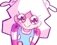 a pixel art drawing of a girl with a bunny hat on