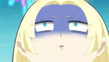 a close up of a cartoon character 's face with a surprised look on her face