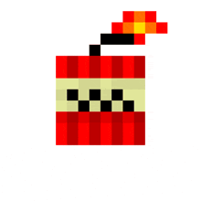 a pixel art drawing of a fireball with a mouth