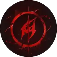 a red circle with a symbol in the middle of it