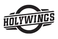 a black and white logo for holywings is shown