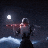a girl in a sailor outfit is holding a sword in the air