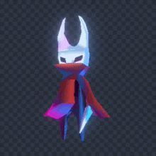 a pixel art of a knight with horns and a cape