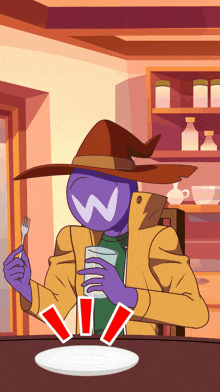 a cartoon of a man with a w on his face
