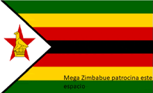 a zimbabwe flag with the words mega zimbabue patrona este espacio below it