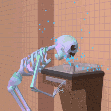 Skeleton Water Fountain GIF