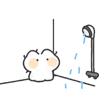 a cartoon of a frog taking a shower