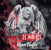 a poster of a woman with wings and the words rock hab ! s on it