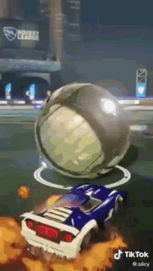 a rocket league game is being played on a computer