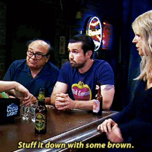 Its Always Sunny Stuff It Down With Some Brown GIF - Its Always Sunny Stuff It Down With Some Brown Drinking GIFs
