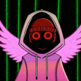 a cartoon of a person wearing a hoodie with wings and headphones .